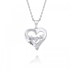 Heart Necklace with “MOM”