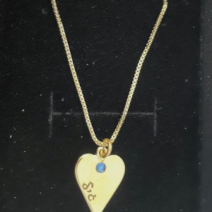 Heart Necklace with Name and Birth Stone