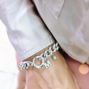 Link Bracelet with Solitaire and Initials