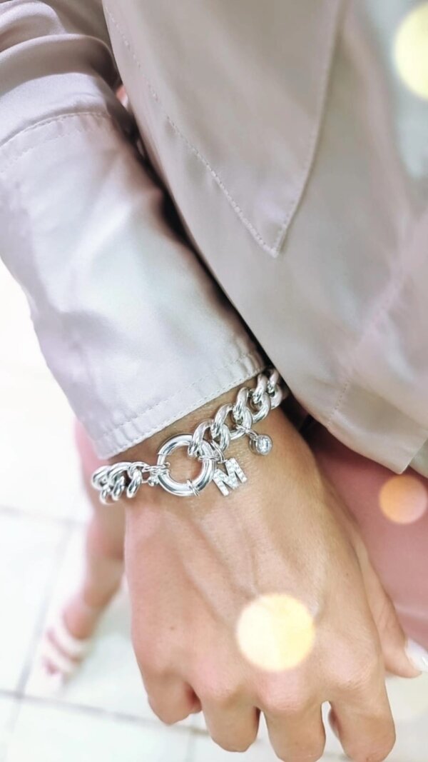 Link Bracelet with Solitaire and Initials - Image 2