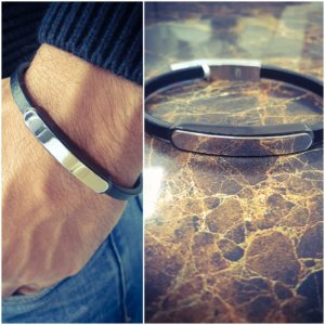 Leather Bracelet for men with Small Plate