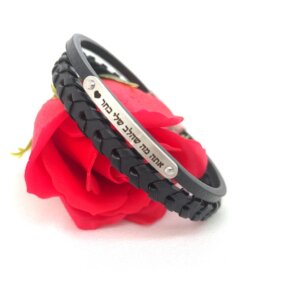 Men’s Leather Bracelets with Thin Plate