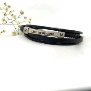 Men’s Leather Bracelets with Thin Plate