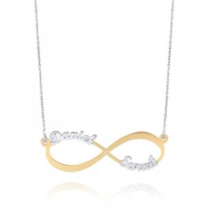 Infinity necklace with two engraved names in silver