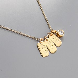 Box Tag Necklace with Solitaire