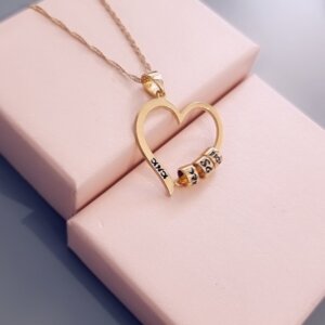 Heart Necklace with Engraved Charms