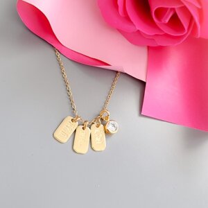 Engraved Charm Necklace with Solitaire