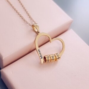 Heart Necklace with Engraved Charms