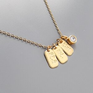 Engraved Charm Necklace with Solitaire