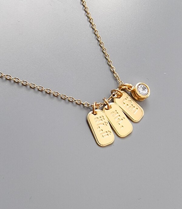 Engraved Charm Necklace with Solitaire - Image 2