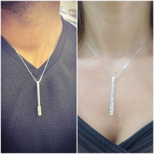 Bar Necklace with Engravable Charms