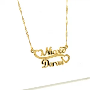 2 Name Necklace with Hearts