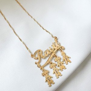 Name Necklace with Child Pendants