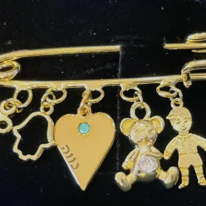 Stroller Pin with Heart and Birth Stone