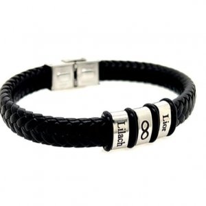 Leather Bracelet with Engravable Charms