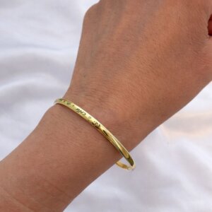 Personalized Engraved Name Bangle Bracelet with Stone